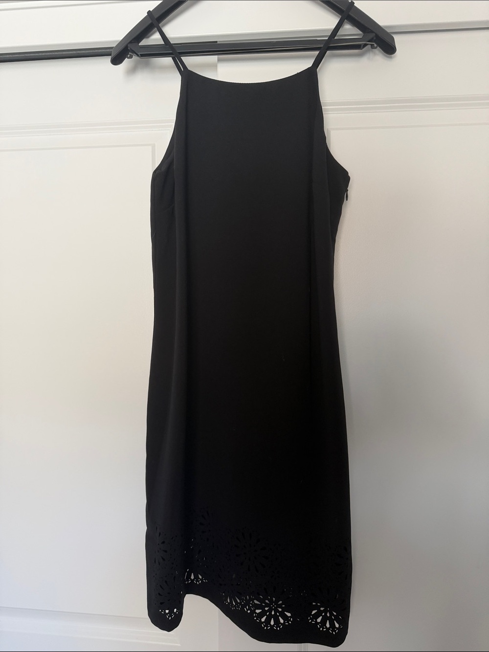 Banana Republic Black Spaghetti-Strap Mini Dress with Laser-Cut Hem
